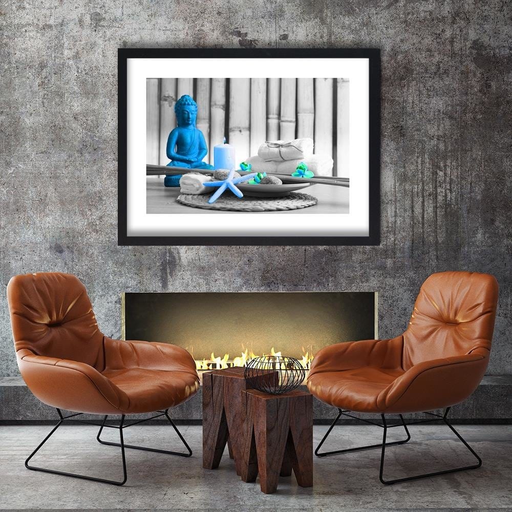 Glezna melnā rāmī - Buddha With Candle Home Trends