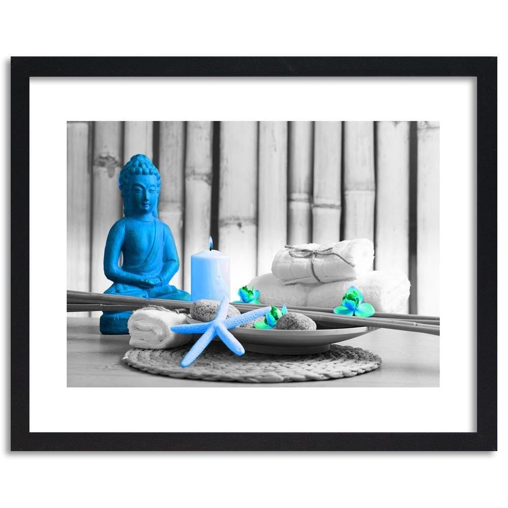 Glezna melnā rāmī - Buddha With Candle Home Trends