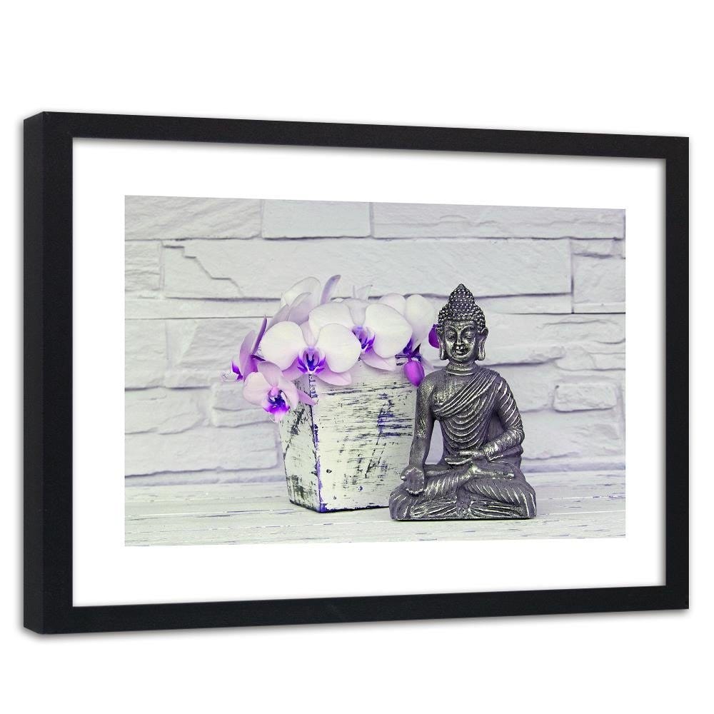 Glezna melnā rāmī - Buddha With Flower Home Trends