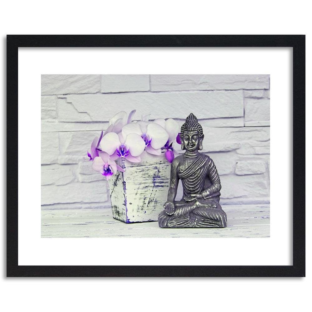Glezna melnā rāmī - Buddha With Flower Home Trends