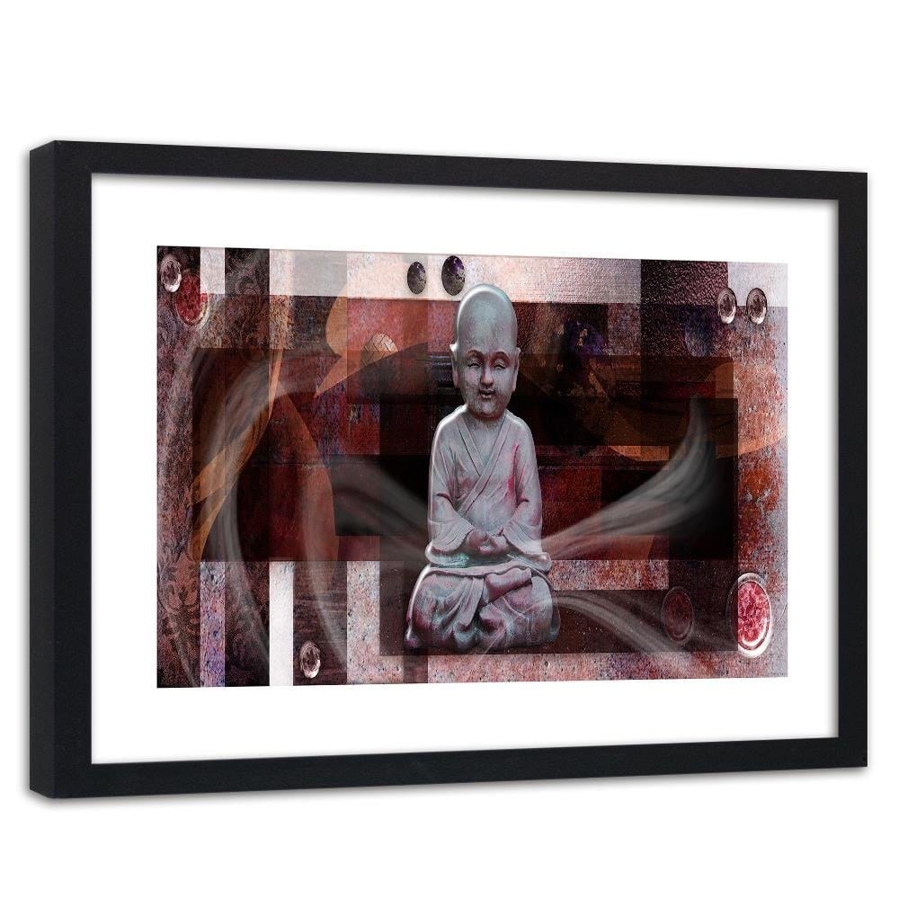 Glezna melnā rāmī - Buddha With Geometric Figures Home Trends