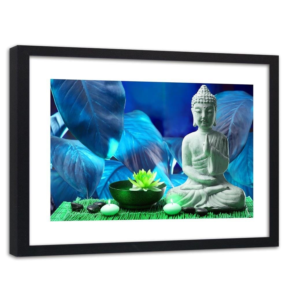 Glezna melnā rāmī - Buddha With Lily Home Trends
