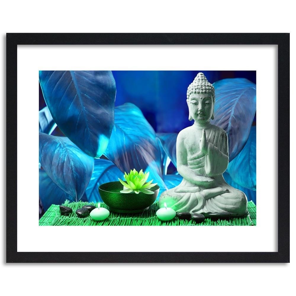 Glezna melnā rāmī - Buddha With Lily Home Trends