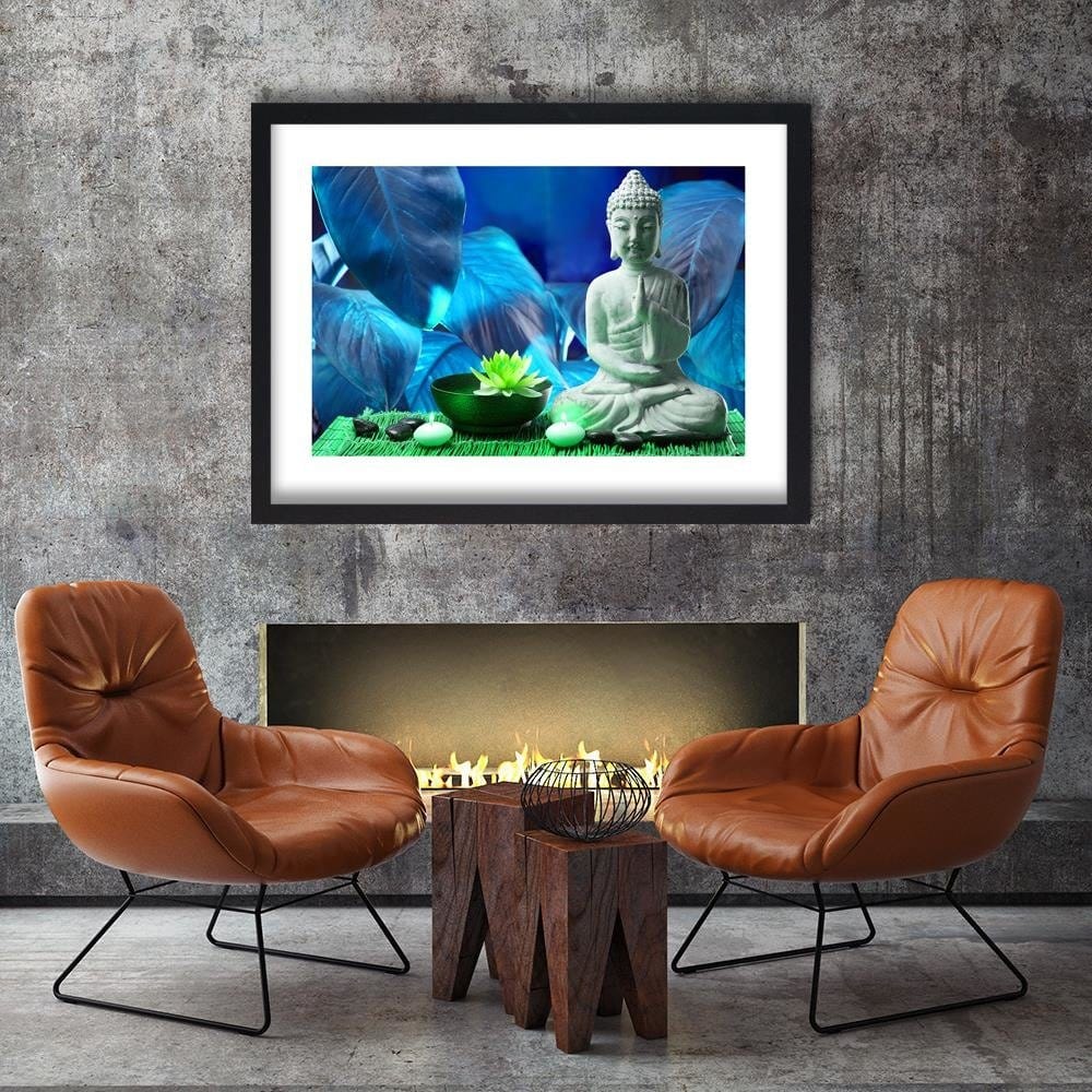 Glezna melnā rāmī - Buddha With Lily Home Trends