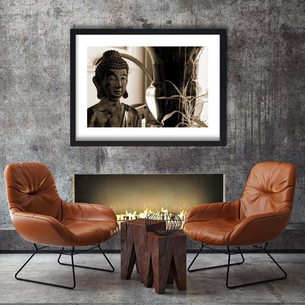 Glezna melnā rāmī - Buddha With Vase Home Trends