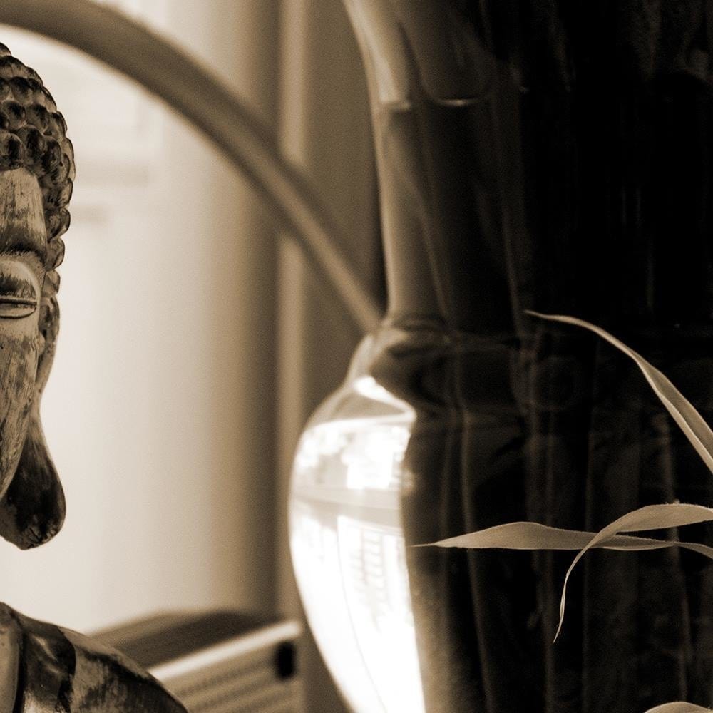 Glezna melnā rāmī - Buddha With Vase Home Trends