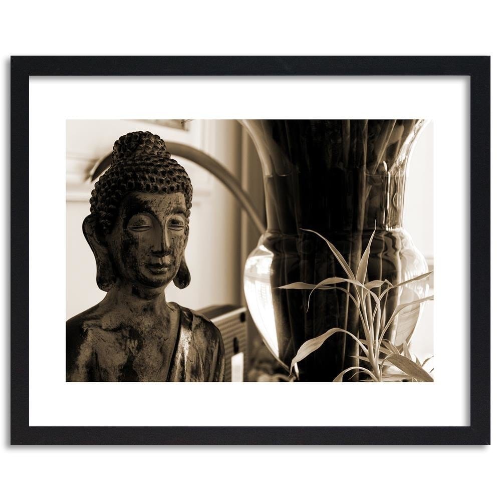 Glezna melnā rāmī - Buddha With Vase Home Trends