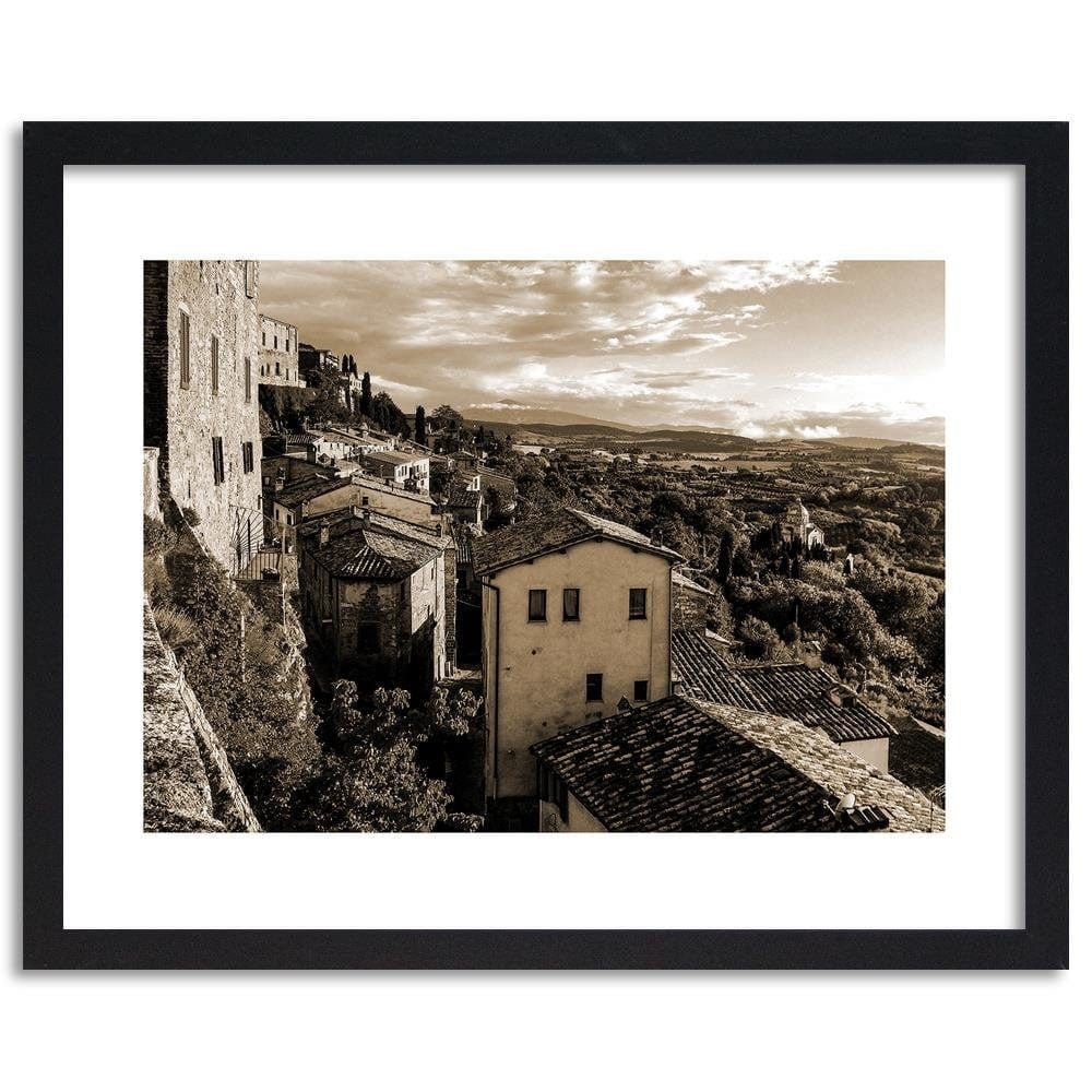 Glezna melnā rāmī - Buildings In Tuscany 1 Home Trends