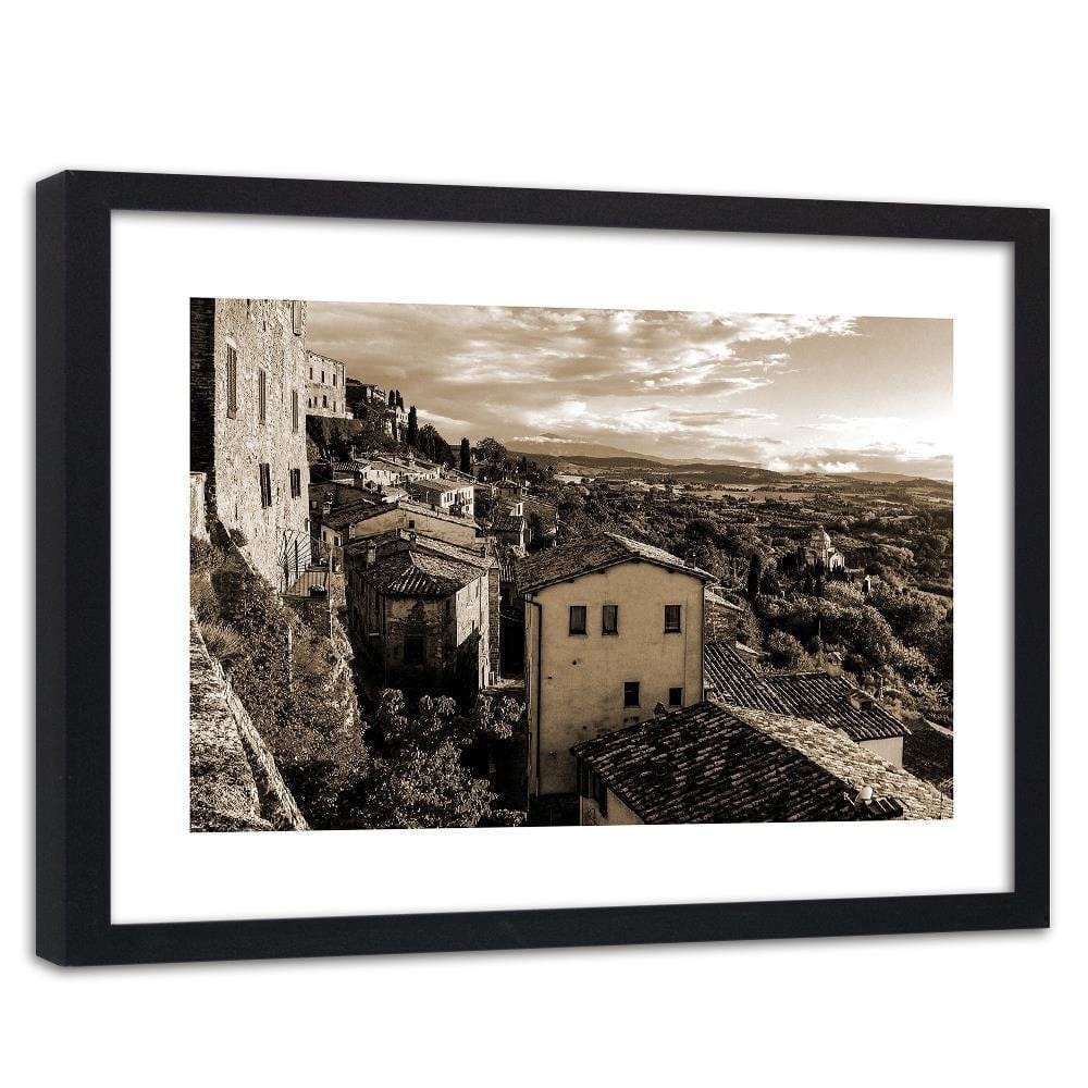 Glezna melnā rāmī - Buildings In Tuscany 1 Home Trends