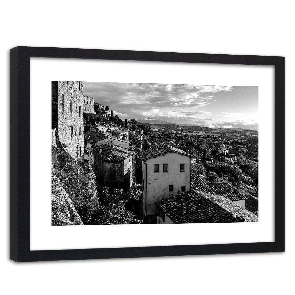 Glezna melnā rāmī - Buildings In Tuscany 2 Home Trends