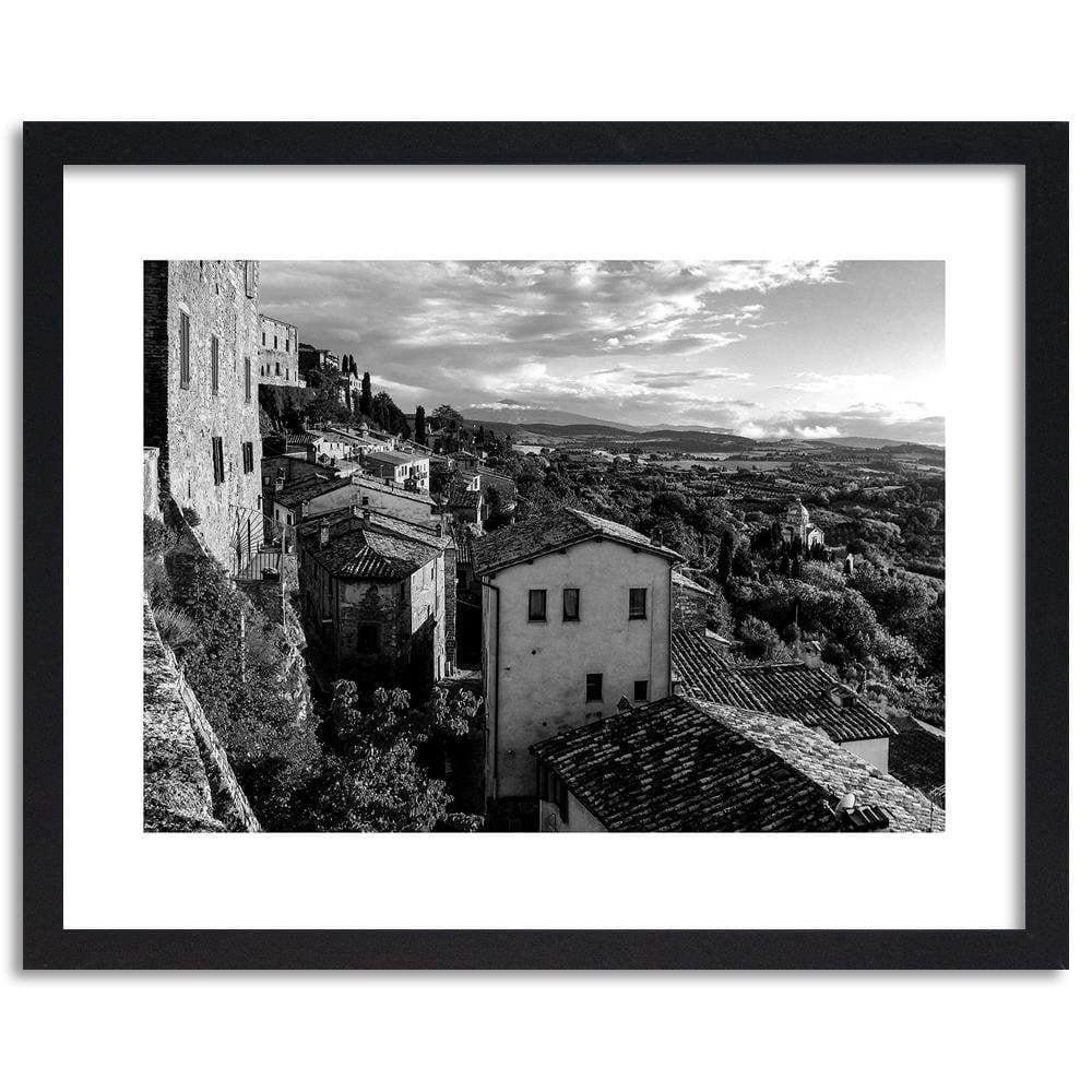 Glezna melnā rāmī - Buildings In Tuscany 2 Home Trends