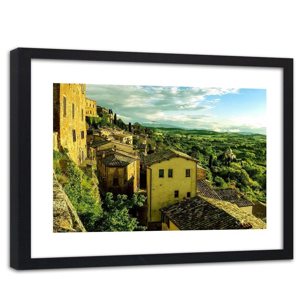 Glezna melnā rāmī - Buildings In Tuscany 3 Home Trends