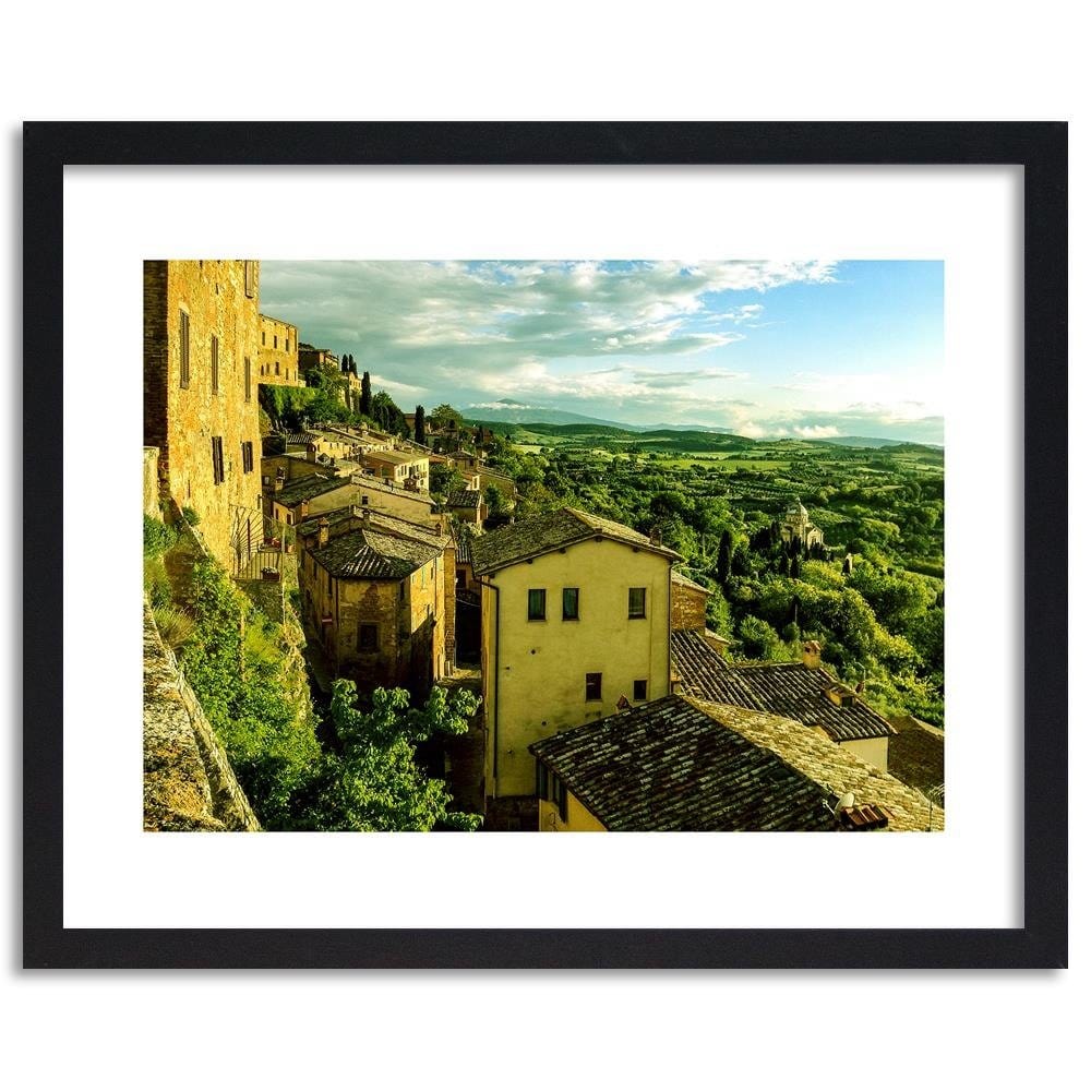 Glezna melnā rāmī - Buildings In Tuscany 3 Home Trends