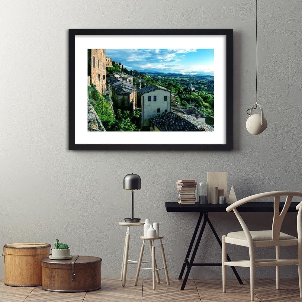 Glezna melnā rāmī - Buildings In Tuscany 4 Home Trends