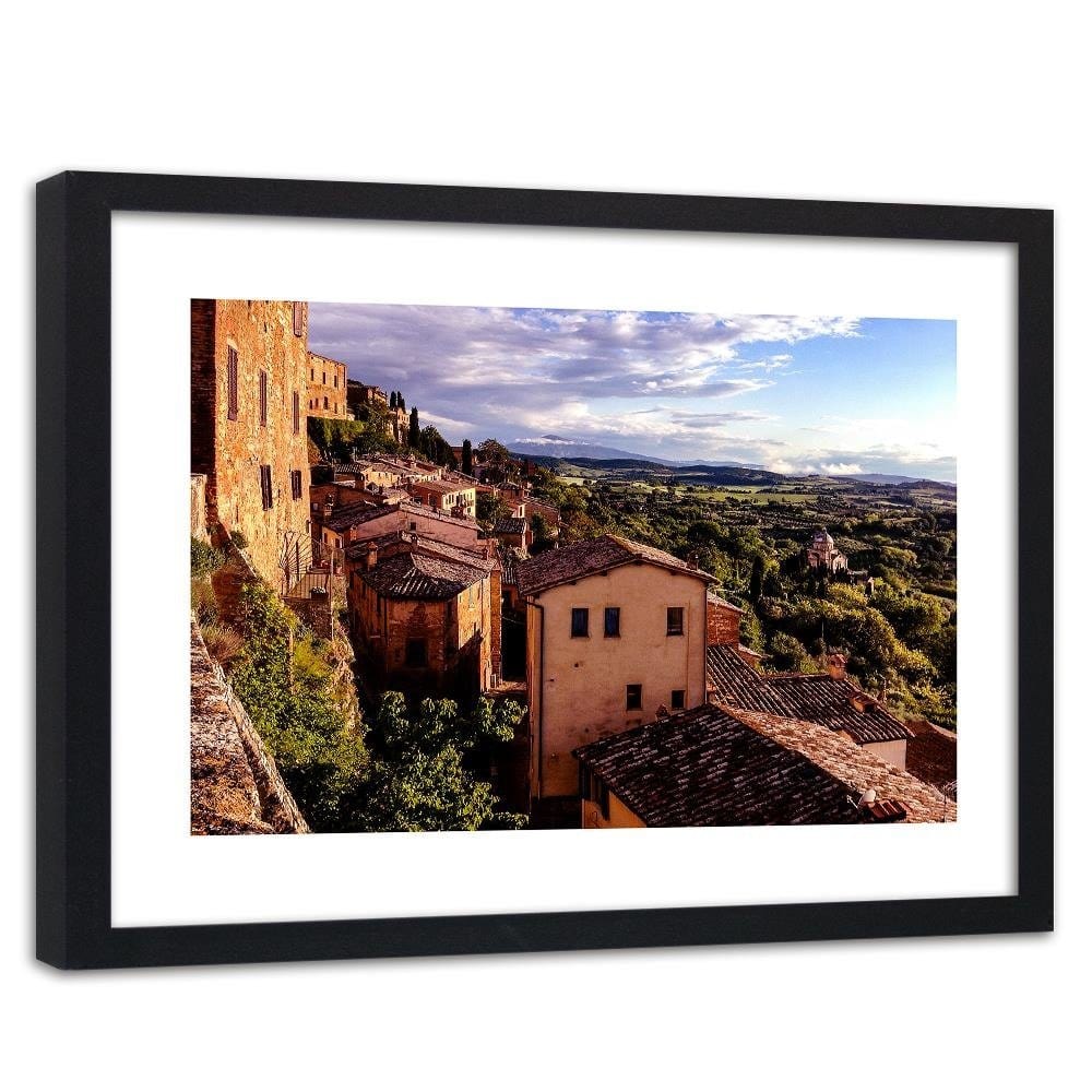 Glezna melnā rāmī - Buildings In Tuscany Home Trends
