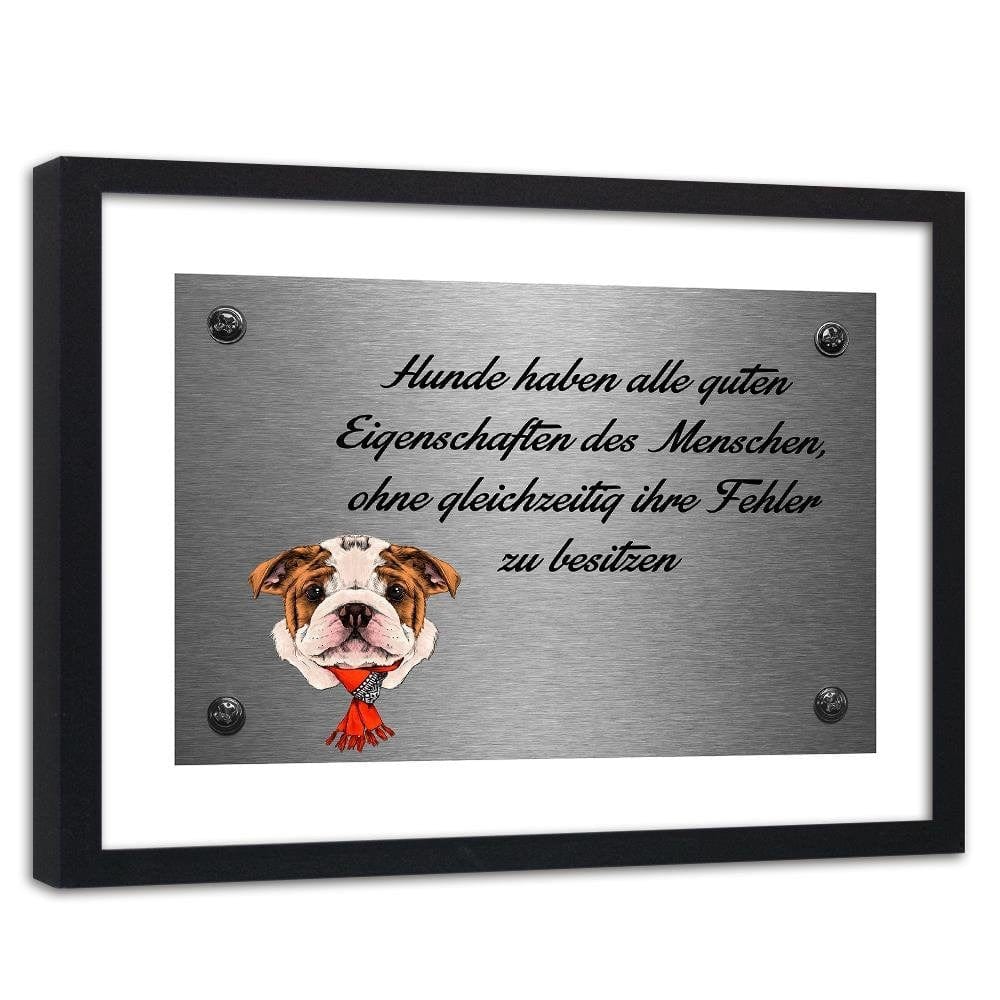 Glezna melnā rāmī - Bulldog With A Red Shawl Home Trends