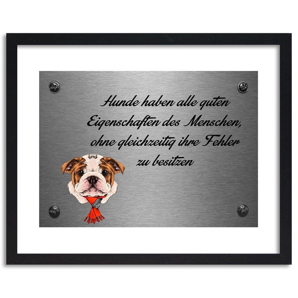 Glezna melnā rāmī - Bulldog With A Red Shawl Home Trends