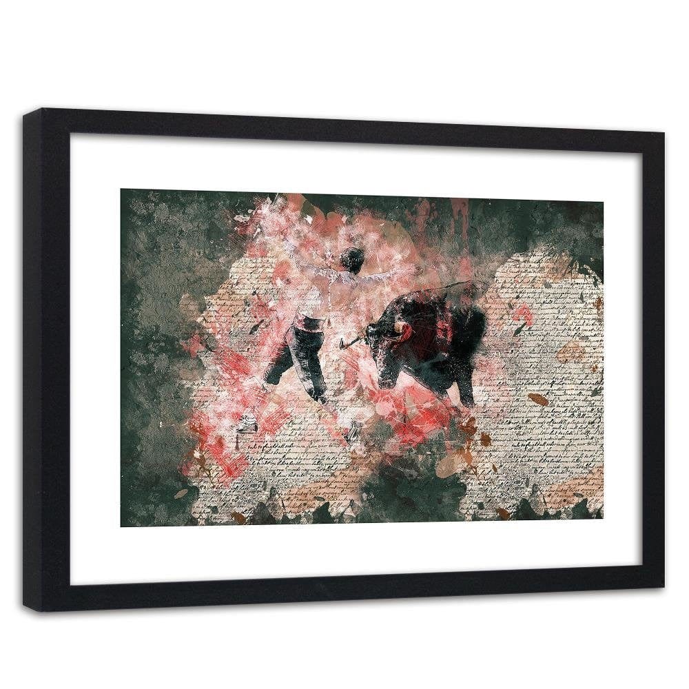 Glezna melnā rāmī - Bullfighting Abstraction Home Trends