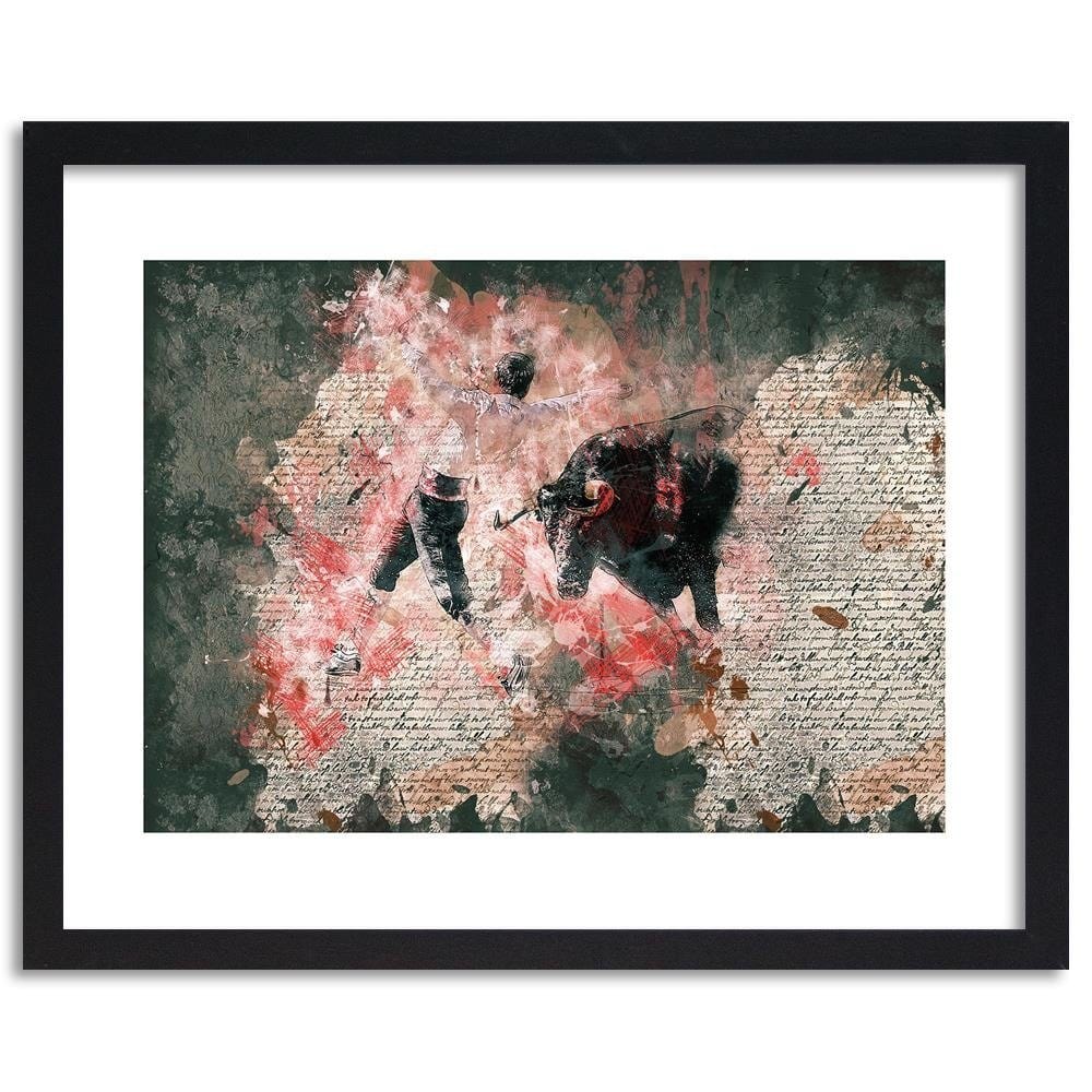 Glezna melnā rāmī - Bullfighting Abstraction Home Trends