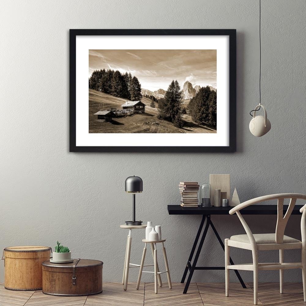 Glezna melnā rāmī - Cabin In The Mountains 1 Home Trends