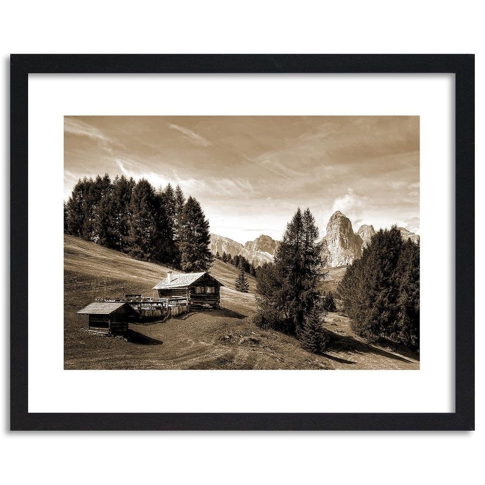 Glezna melnā rāmī - Cabin In The Mountains 1 Home Trends