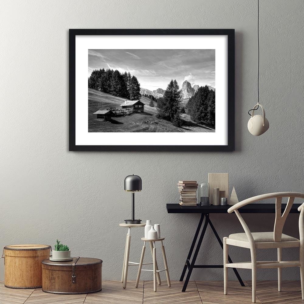 Glezna melnā rāmī - Cabin In The Mountains 2 Home Trends
