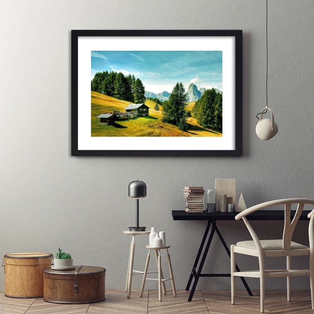 Glezna melnā rāmī - Cabin In The Mountains 4 Home Trends