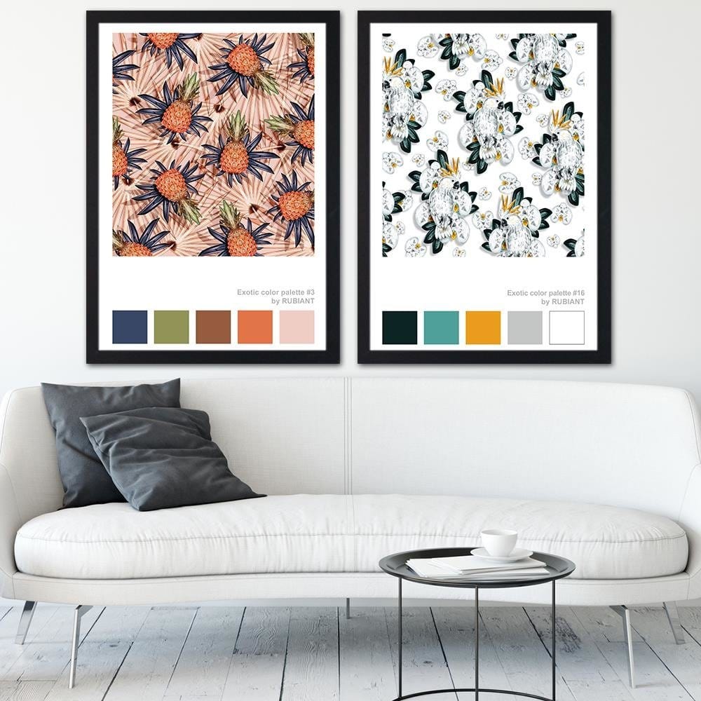 Glezna melnā rāmī - Cacatoes White Home Trends