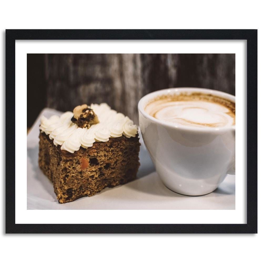 Glezna melnā rāmī - Cappuccino And A Slice Of Cake Home Trends