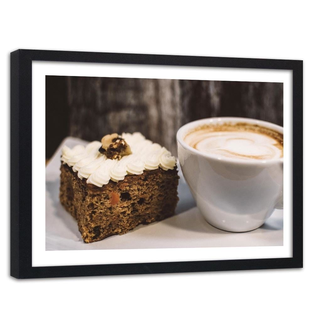 Glezna melnā rāmī - Cappuccino And A Slice Of Cake Home Trends