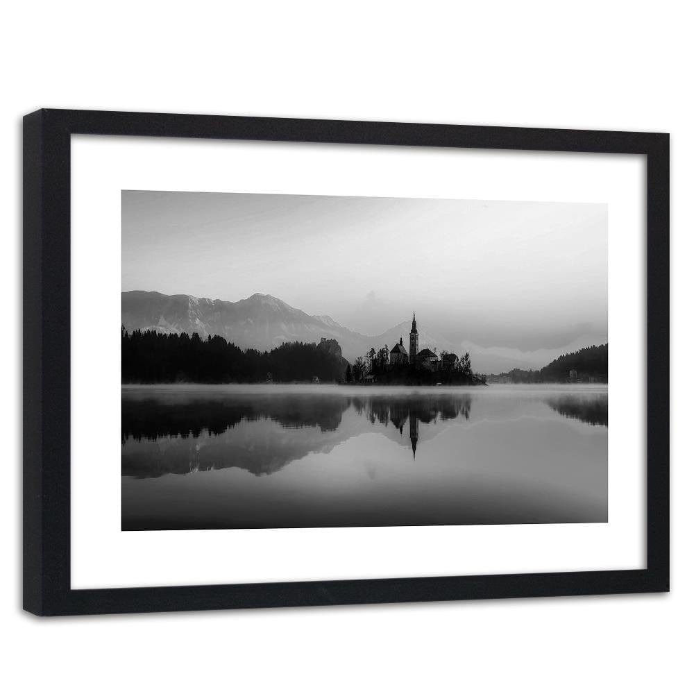 Glezna melnā rāmī - Castle Alpine Lake 2 Home Trends