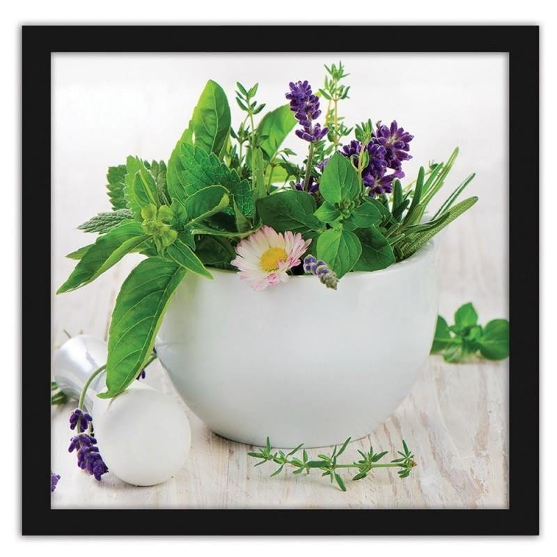 Glezna melnā rāmī - Ceramic mortar with herbs Home Trends