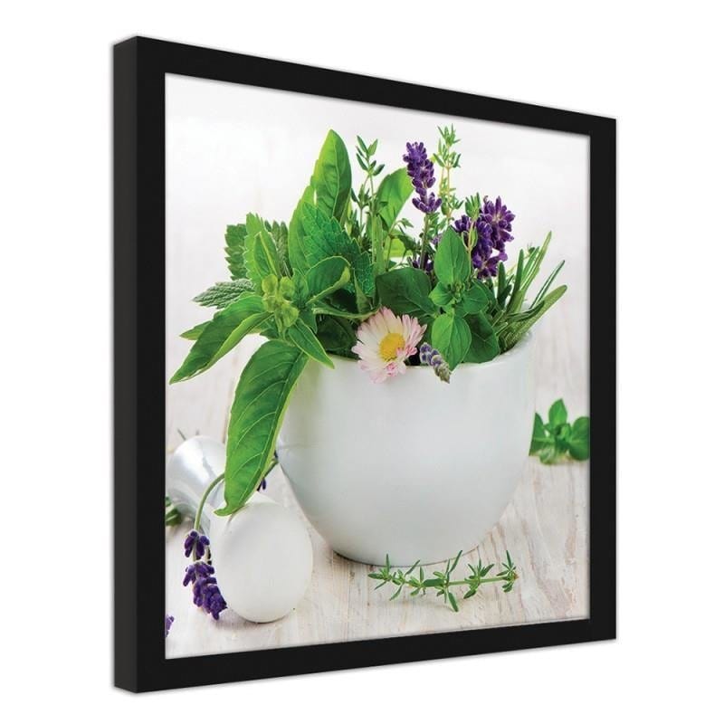 Glezna melnā rāmī - Ceramic mortar with herbs Home Trends