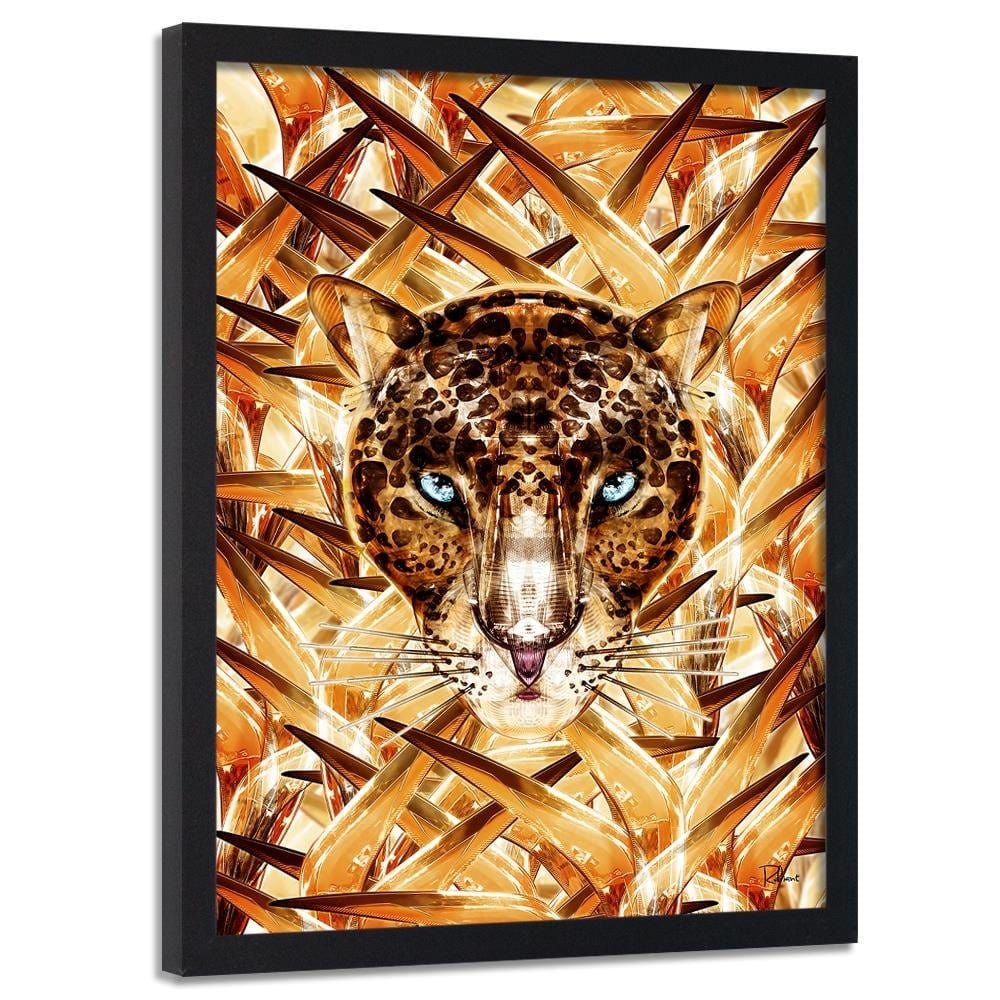 Glezna melnā rāmī - Cheetah Image Animal Print Orange Home Trends