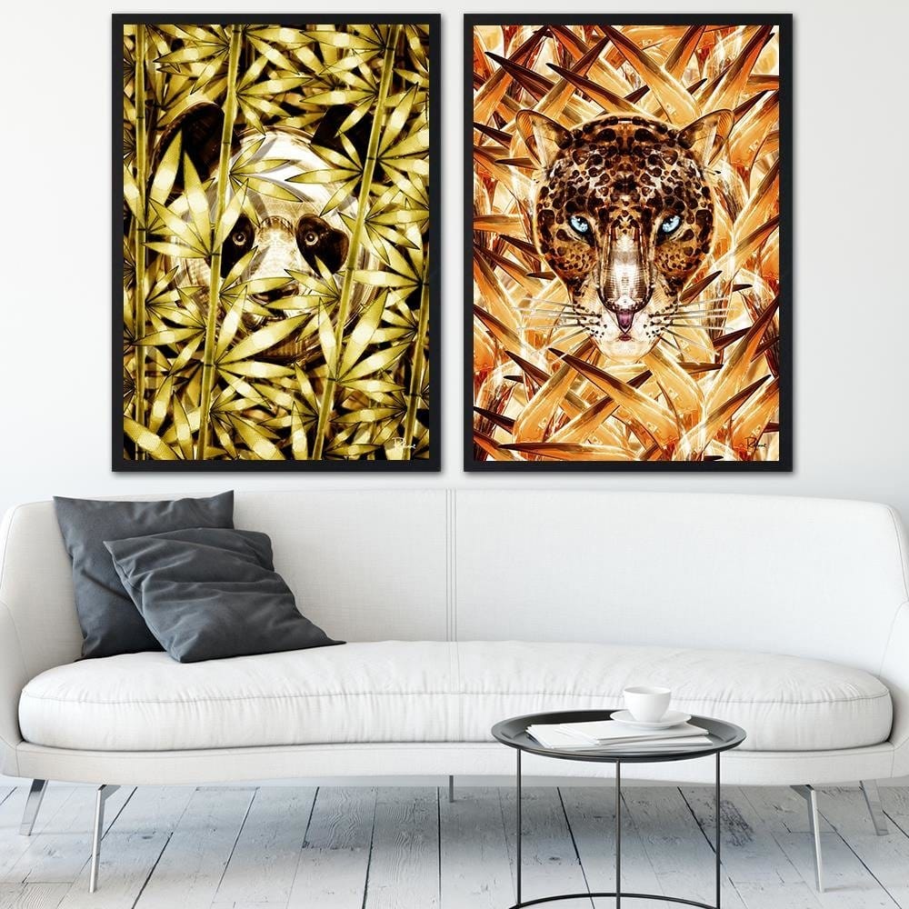 Glezna melnā rāmī - Cheetah Image Animal Print Orange Home Trends