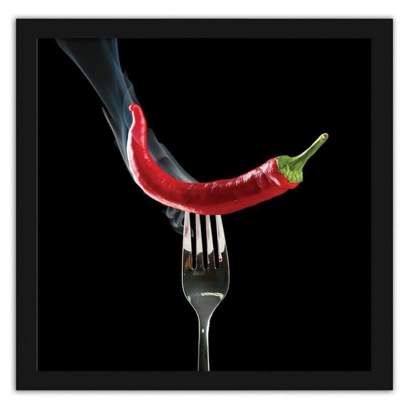 Glezna melnā rāmī - Chili pepper on the fork. Home Trends