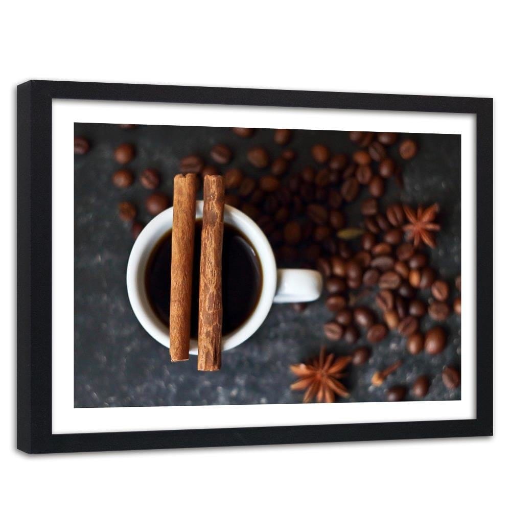 Glezna melnā rāmī - Cinnamon Cup Of Coffee Home Trends