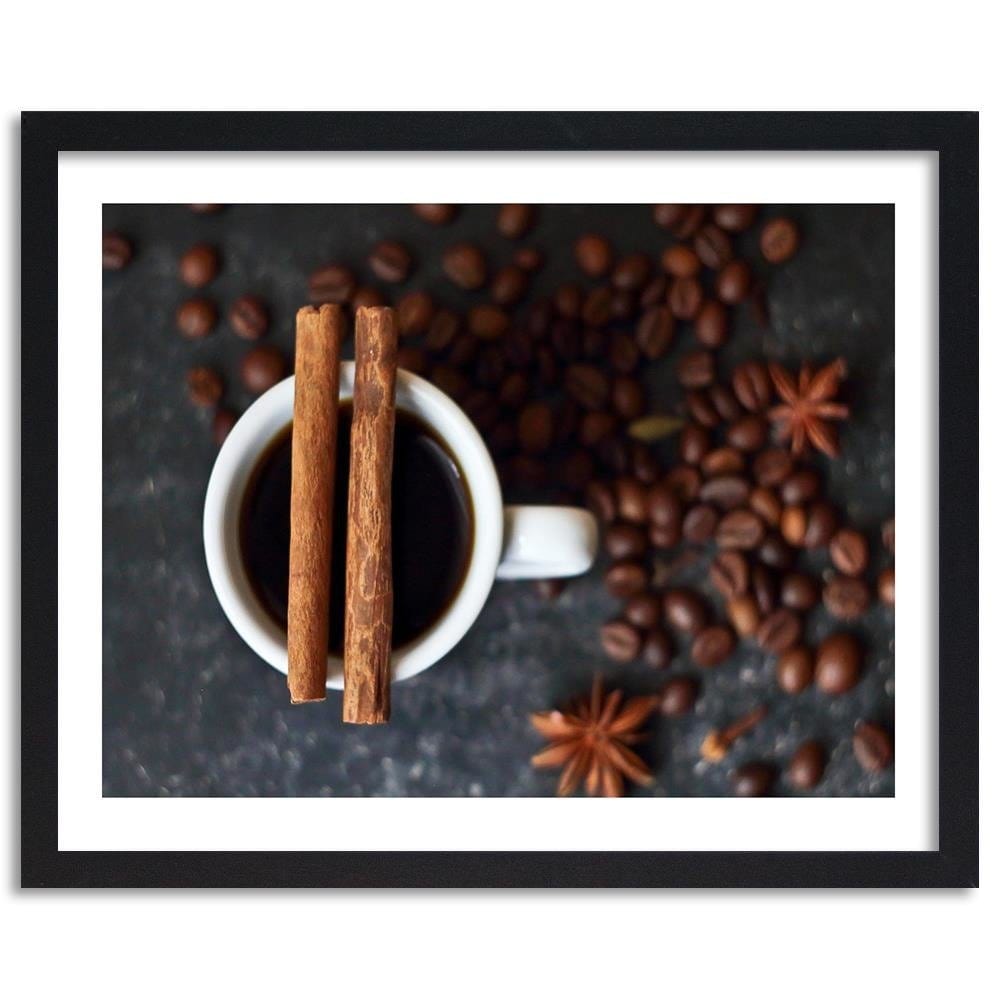Glezna melnā rāmī - Cinnamon Cup Of Coffee Home Trends