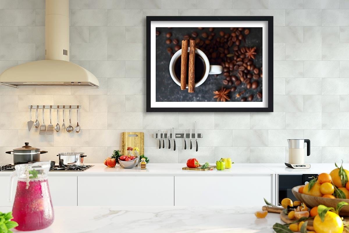 Glezna melnā rāmī - Cinnamon Cup Of Coffee Home Trends