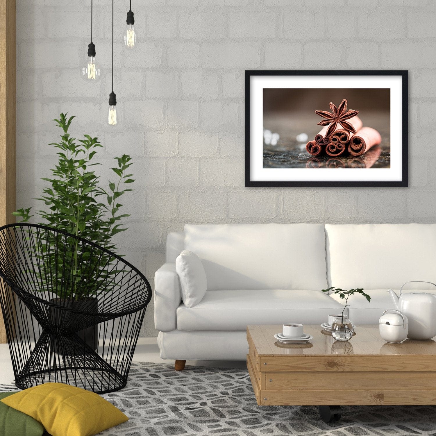 Glezna melnā rāmī - Cinnamon Sticks Home Trends