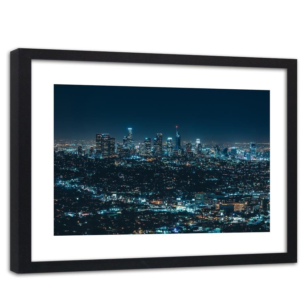 Glezna melnā rāmī - City At Night Home Trends