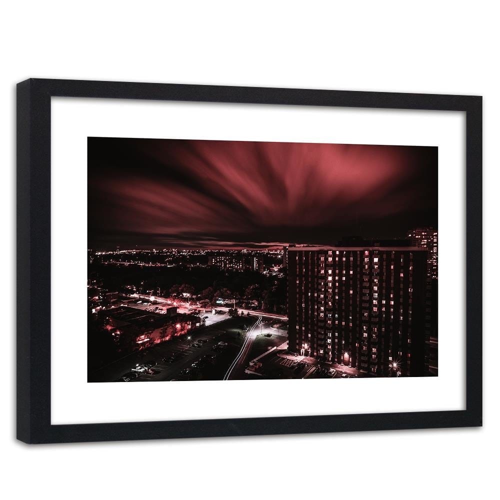 Glezna melnā rāmī - City In Red Lights Home Trends