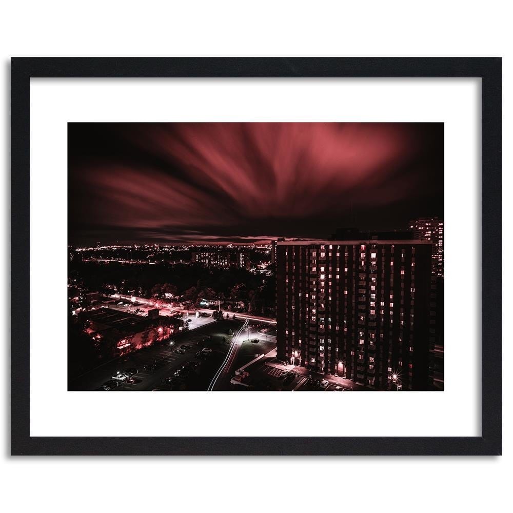 Glezna melnā rāmī - City In Red Lights Home Trends