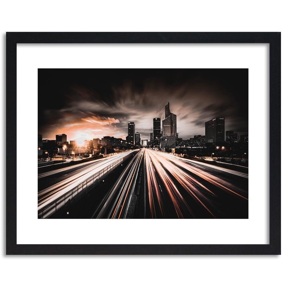 Glezna melnā rāmī - City Lights Night Home Trends