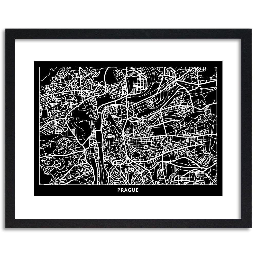 Glezna melnā rāmī - City Plan Prague Home Trends
