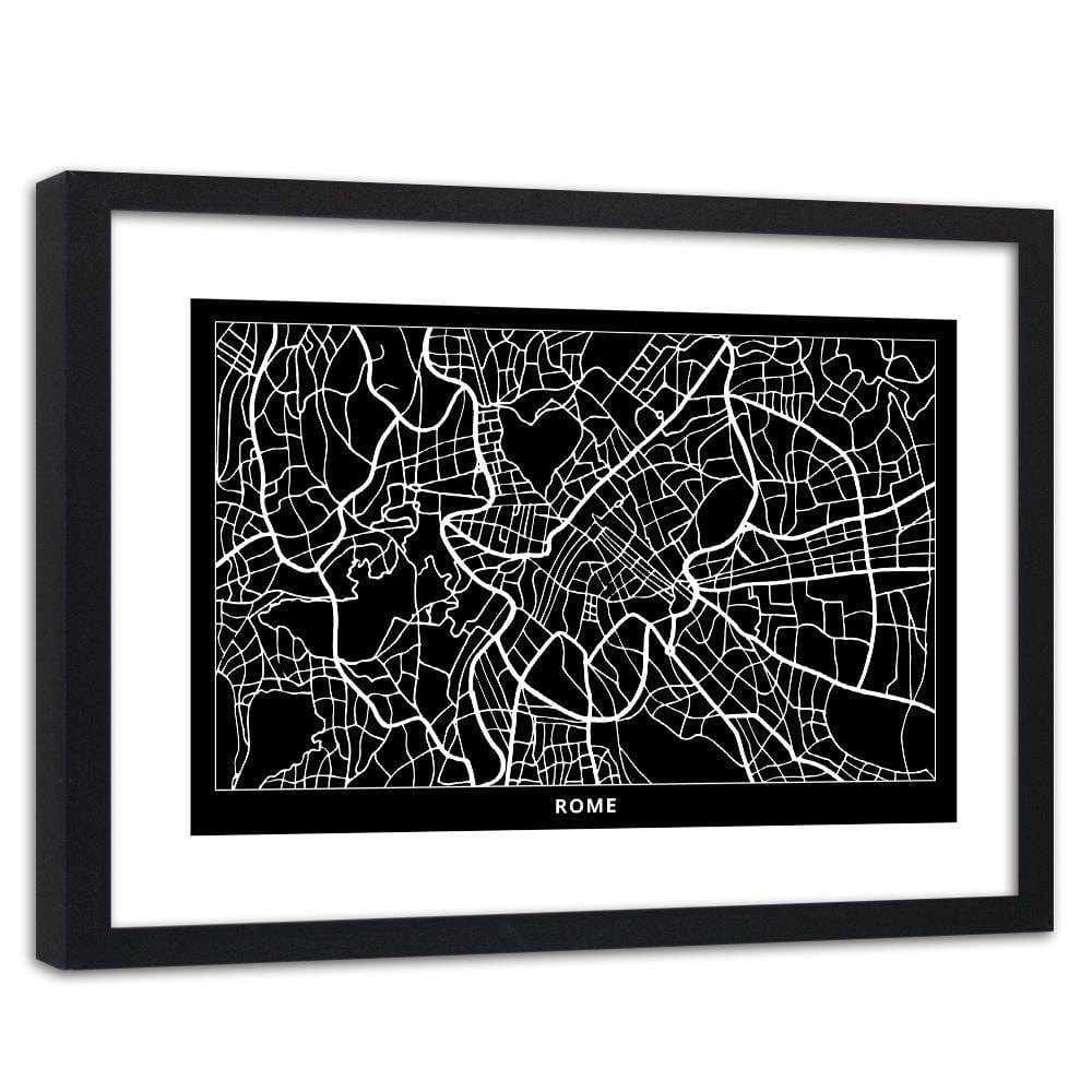 Glezna melnā rāmī - City Plan Rome Home Trends