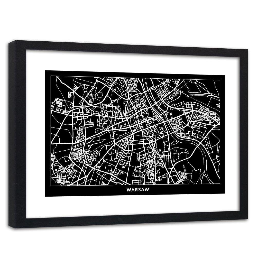 Glezna melnā rāmī - City Plan Warsaw Home Trends