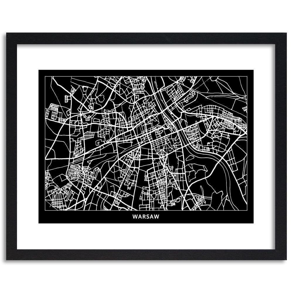 Glezna melnā rāmī - City Plan Warsaw Home Trends