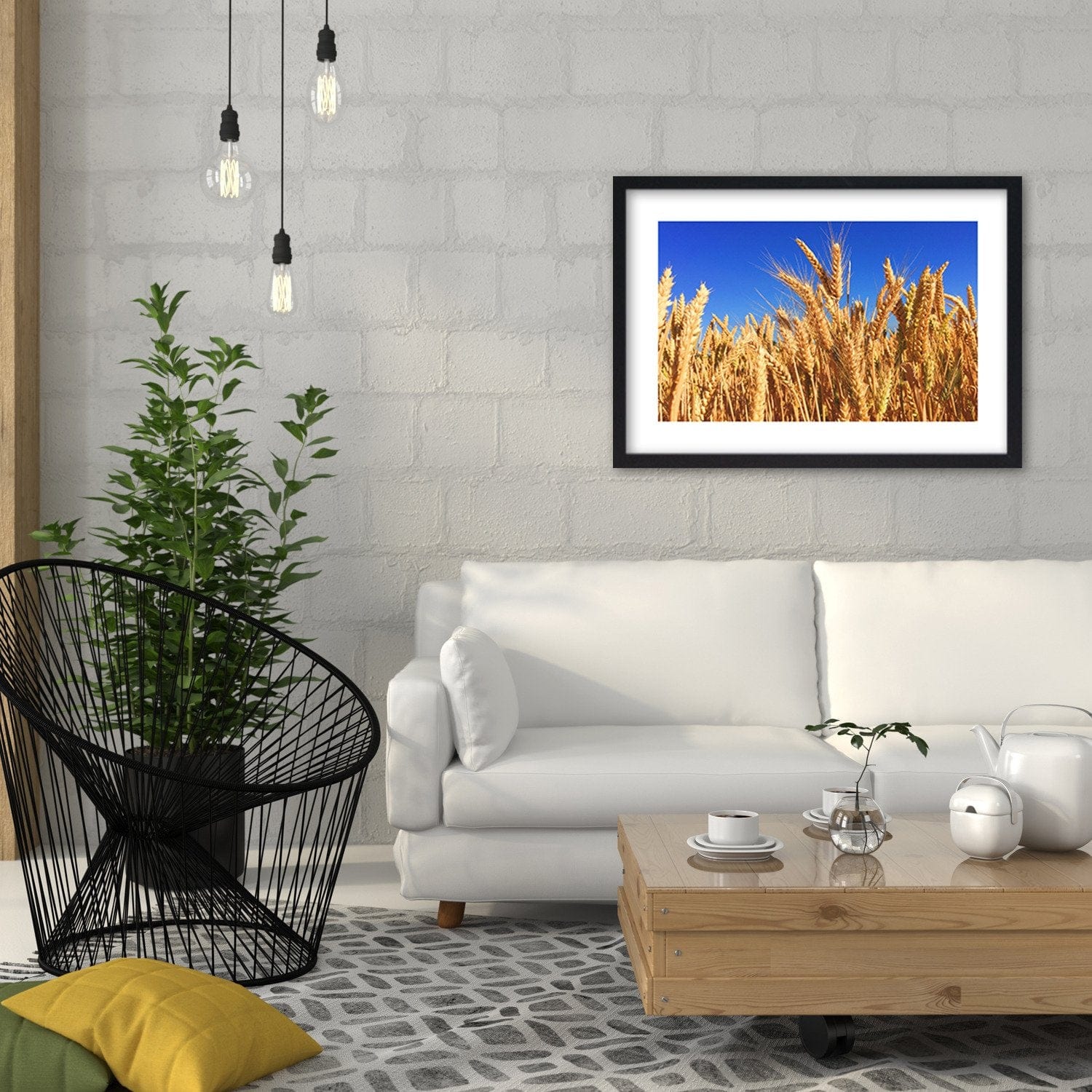 Glezna melnā rāmī - Cloudless Sky And Grain Home Trends