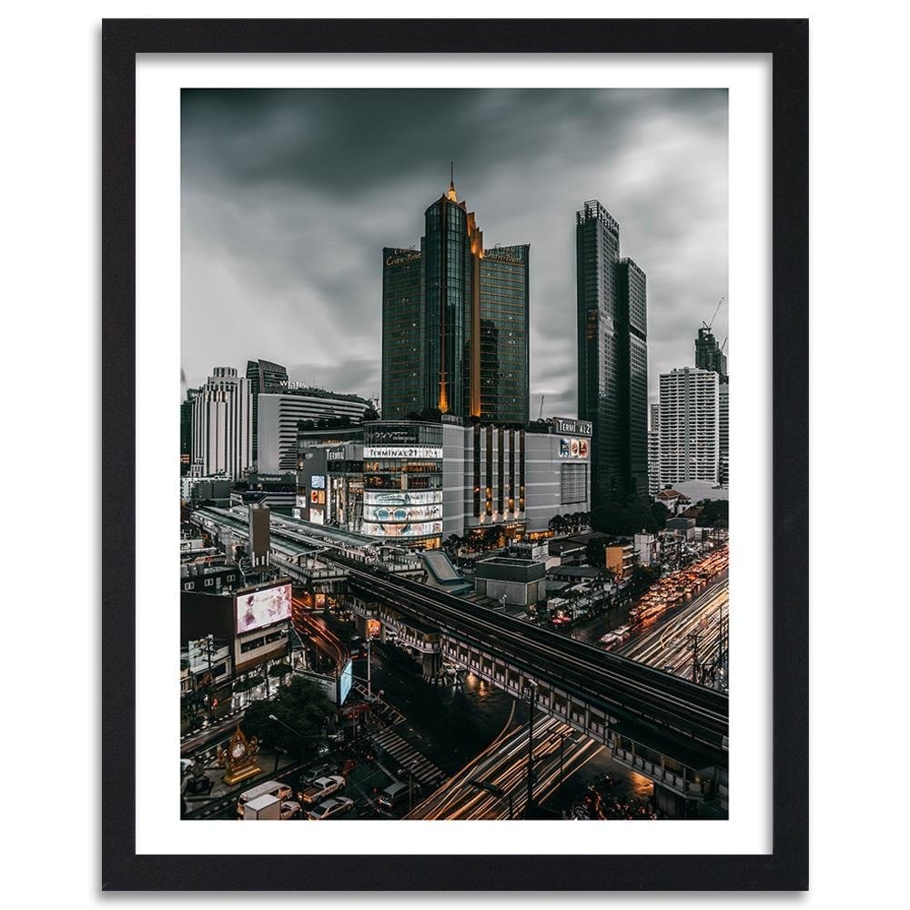 Glezna melnā rāmī - Clouds Over The City Home Trends
